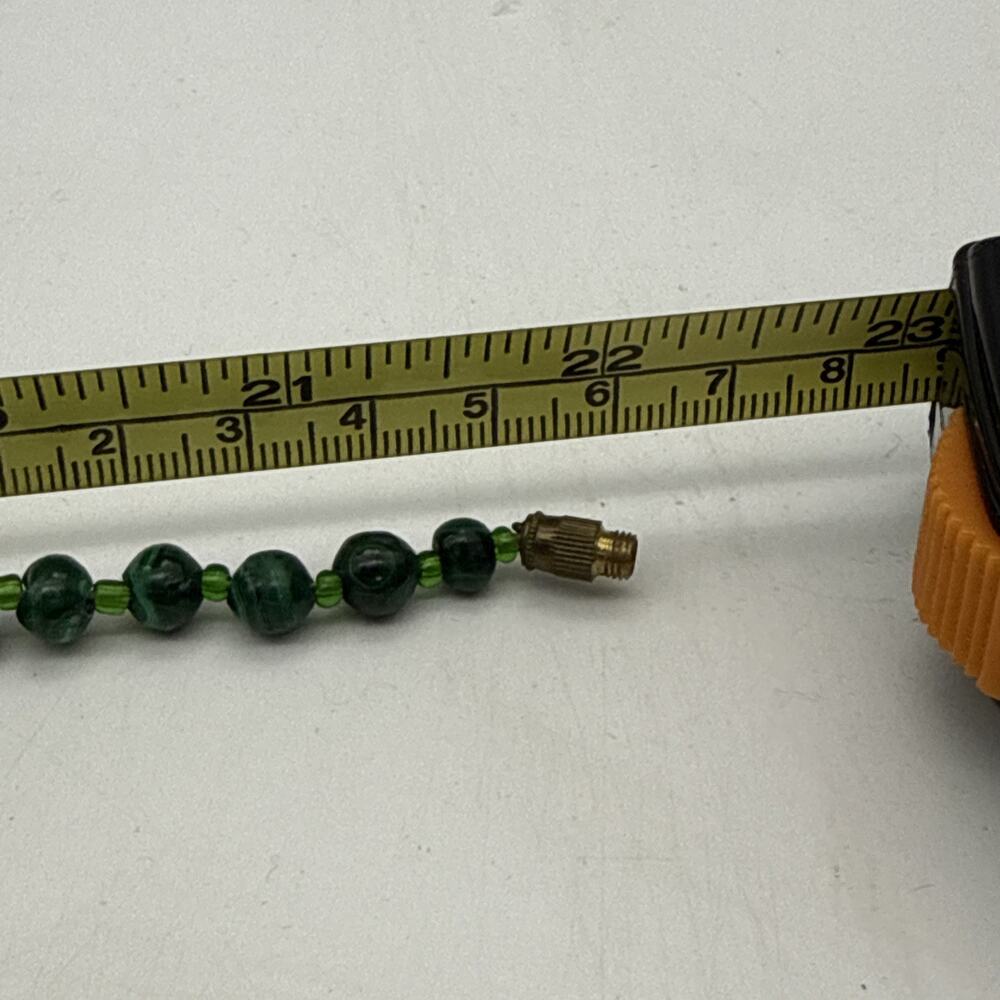Vintage Graduated Malachite Bead Necklace Green Banded Stone 22" Estate 81.36 G - Picture 4 of 13